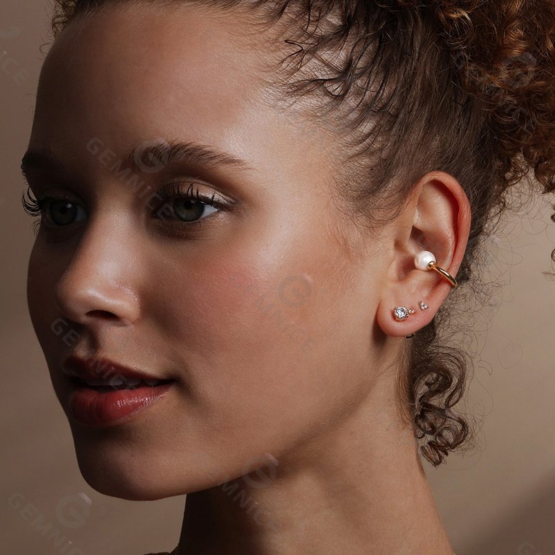 Gemnel minimalism 925 silver jewelry no piercing shell pearl ear cuff earring
