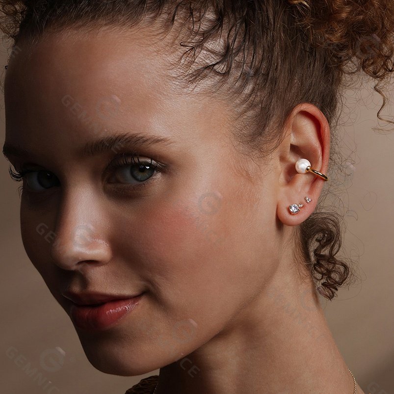 Gemnel minimalism 925 silver jewelry no piercing shell pearl ear cuff earring