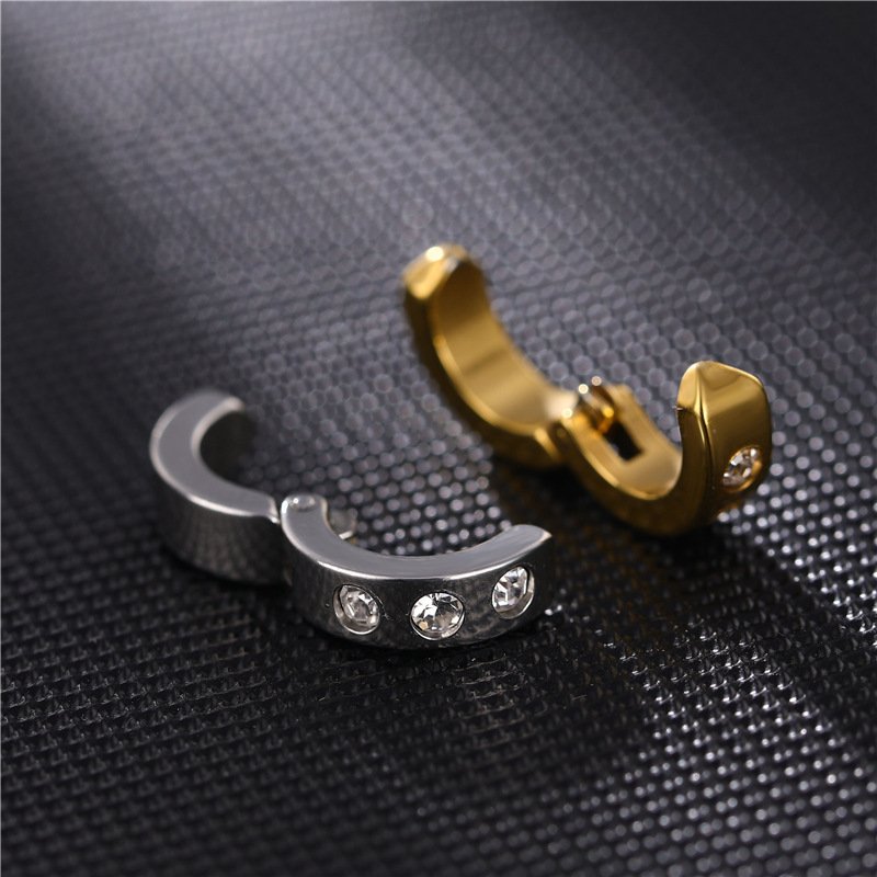 Crystal Hot Fashion Wholesale Silver Gold Rhinestone Jewelry design Stainless Steel No ear hole Earrings women