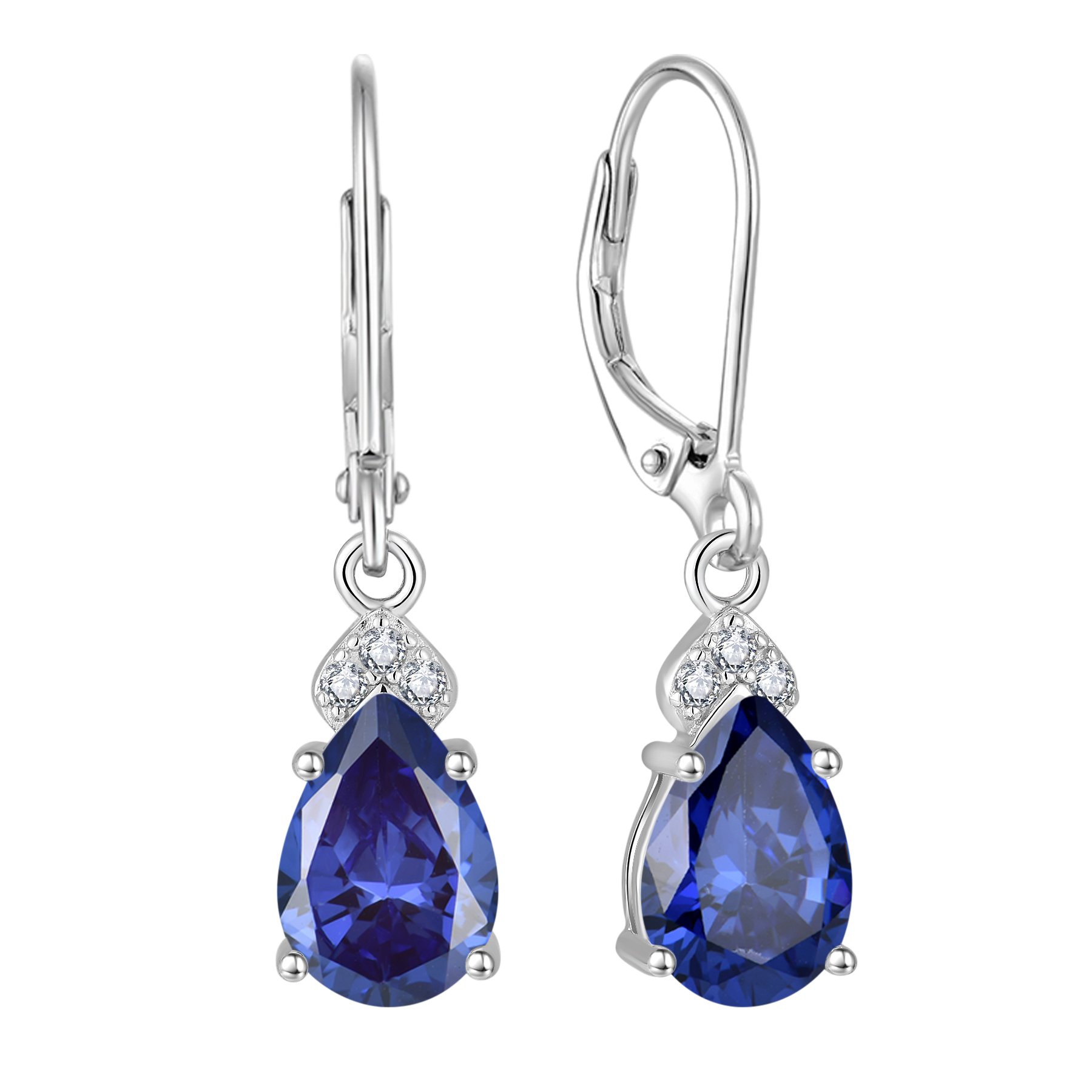 Fine Jewelry Earring 925 Sterling Silver Created Pear Cut Birthstone Drop Dangle Women Leverback Earrings Gifts For Women Mom