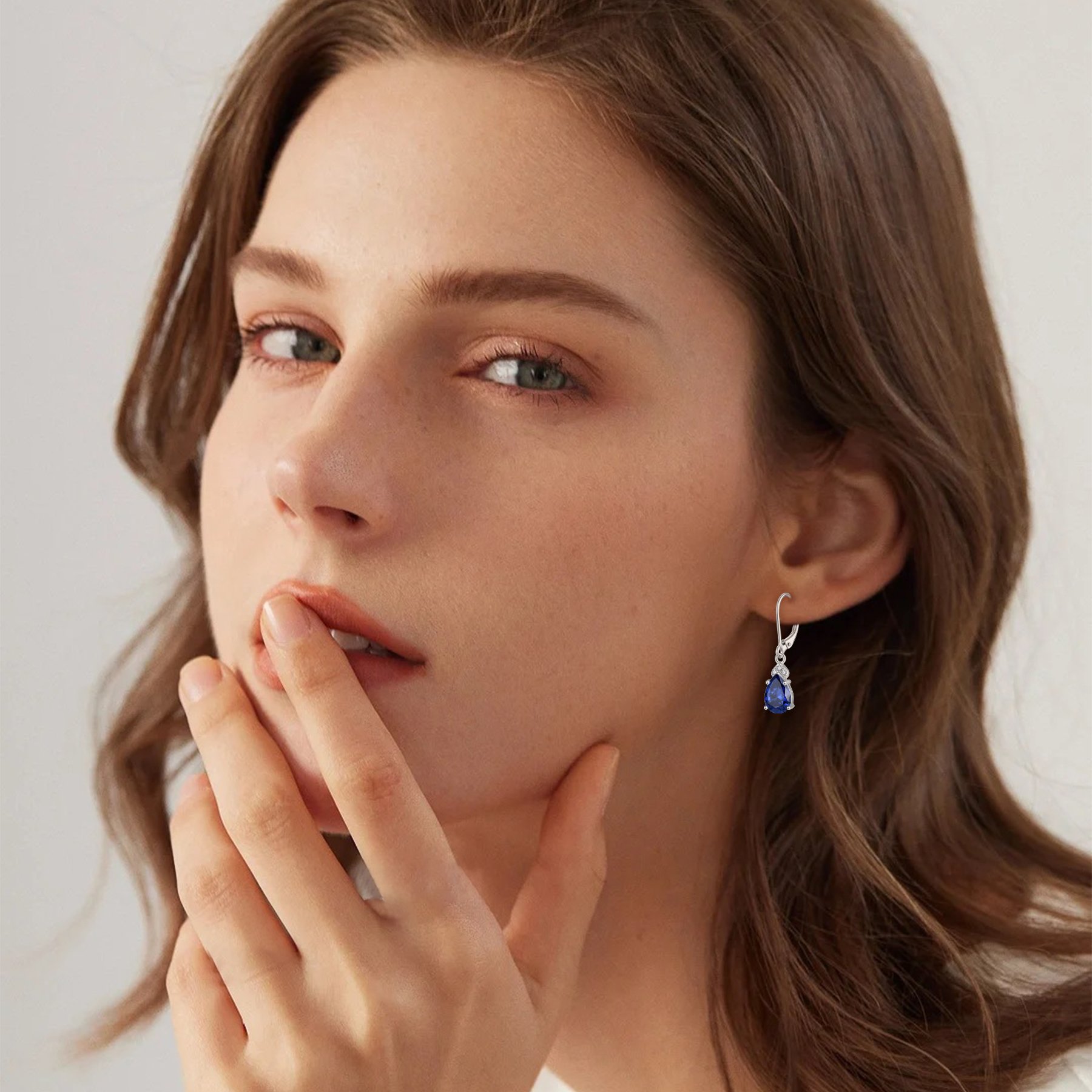 Fine Jewelry Earring 925 Sterling Silver Created Pear Cut Birthstone Drop Dangle Women Leverback Earrings Gifts For Women Mom