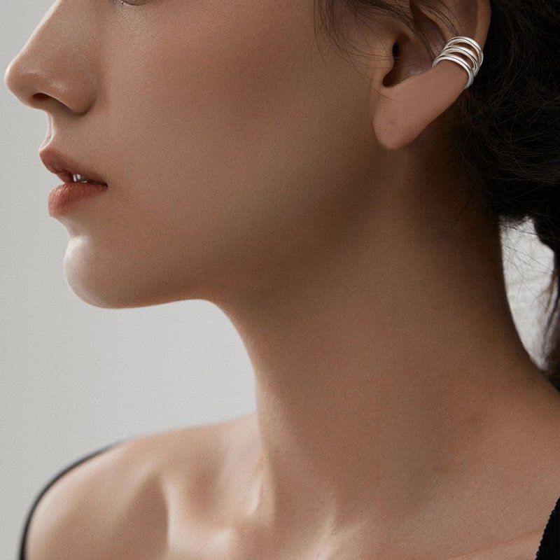 Popular Hot Sale 925 Sterling Silver Hollow Multi-Layer Cuff Clip Earrings Wholesale Fine Jewelry