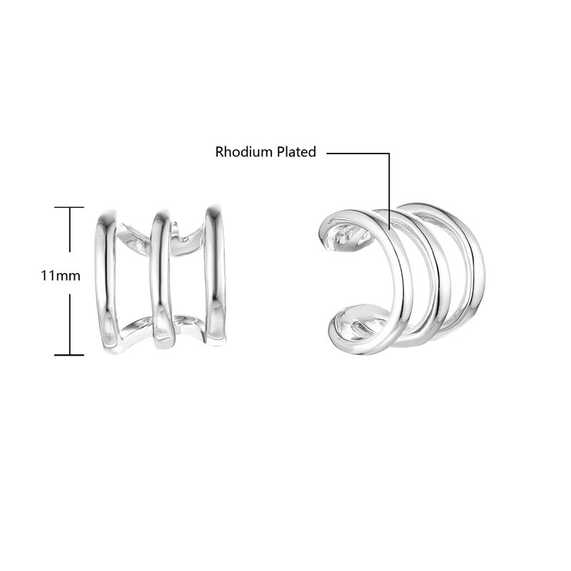 Popular Hot Sale 925 Sterling Silver Hollow Multi-Layer Cuff Clip Earrings Wholesale Fine Jewelry