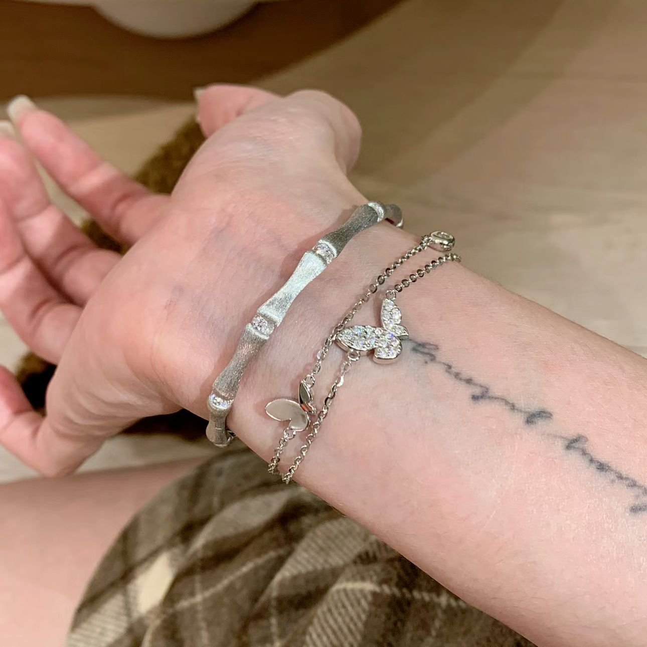 Aimgal fine Jewelry Frosted bamboo joint S925 Sterling Silver 18k gold plated Cuff Bracelet Vintage hot sale Party Perfect Gift