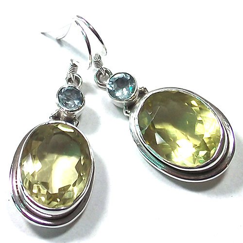 drop style 925 sterling silver earrings lemon quartz dangle huggie hoop ear-studs jhumka bali trendy daily wear earrings jewelry