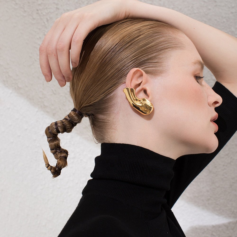 Earlobe Clip-on Accessories Earrings Latest High Quality 18K Gold Plated Brass Jewelry For Gift Party Accessories Earring 191121