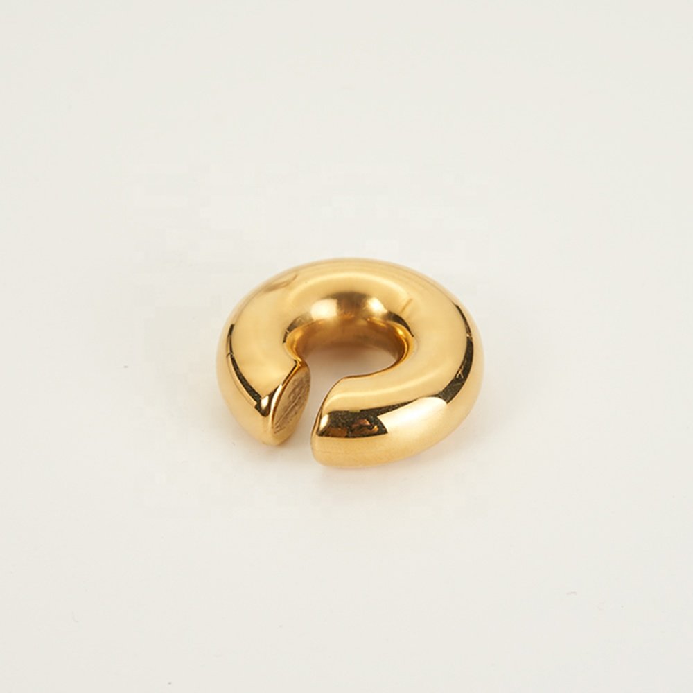 Hollow Tube Ear Clip HipHop Punk Single Earrings Latest 18K Gold Plated Gold Color Stainless Steel Jewelry Women Gift E231493