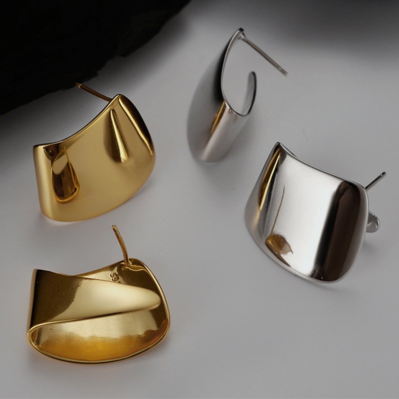 ICEBELA S925 Sterling Silver Fine Jewelry Earring Popular Minimalist Style Big Exaggerated Designer Stud Earrings For Women