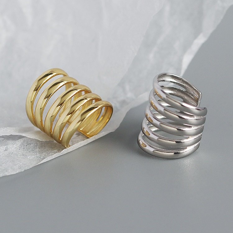 Ear cuff 2023 sterling silver gold plated multi layered sinhle ear cuff earring