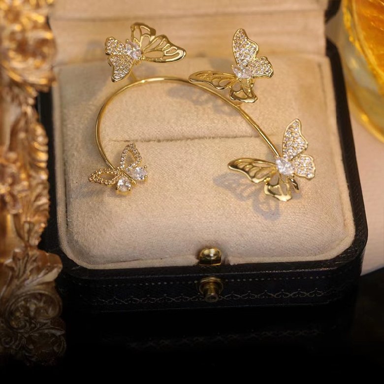 Shining Zircon Hollow Butterfly Ear Cuff Earrings Women Girls Fashion No Piercing Ear Clip Ear-hook Party Wedding Jewelry Gift