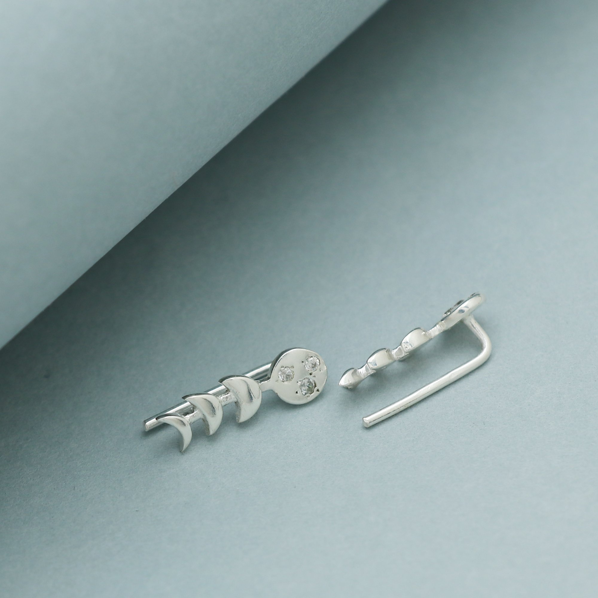 Hot Selling 925 Sterling Silver Moon Phase Ear Climber Earrings Finest Quality with 18K Gold Available in Whole Sale Cheap Price