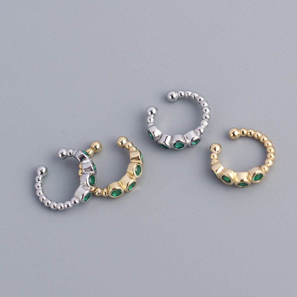 Custom Fine Jewelry 925 Sterling Silver Inlay Diamond Clip Earrings Cuff Women Trendy Cuffs Clip On Cartilage Earrings YHE0307