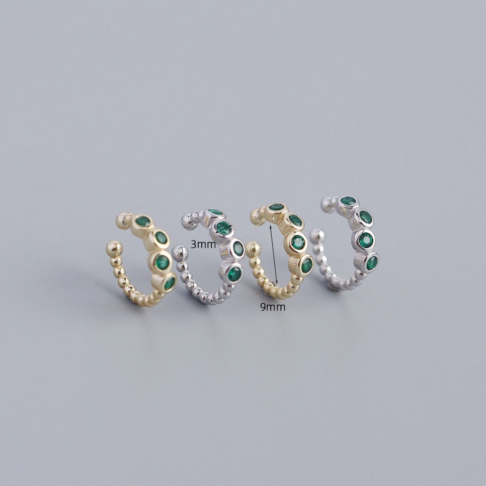 Custom Fine Jewelry 925 Sterling Silver Inlay Diamond Clip Earrings Cuff Women Trendy Cuffs Clip On Cartilage Earrings YHE0307