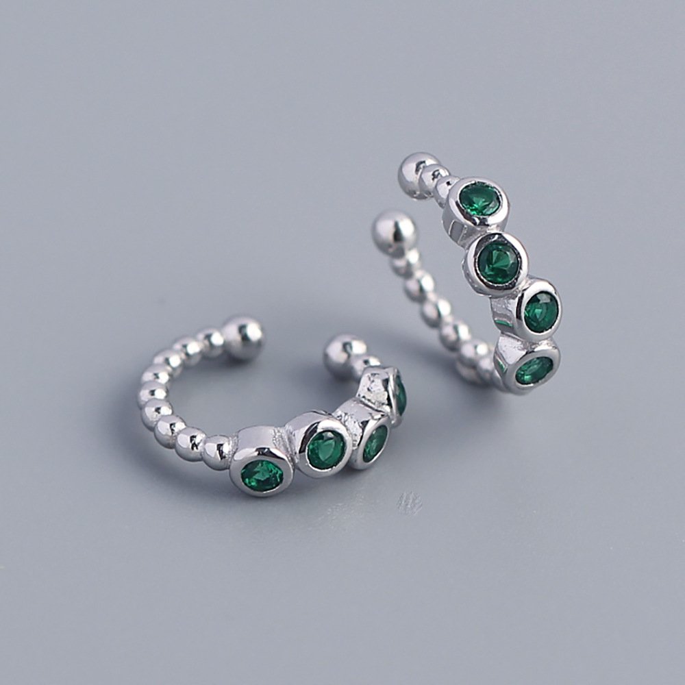 Custom Fine Jewelry 925 Sterling Silver Inlay Diamond Clip Earrings Cuff Women Trendy Cuffs Clip On Cartilage Earrings YHE0307