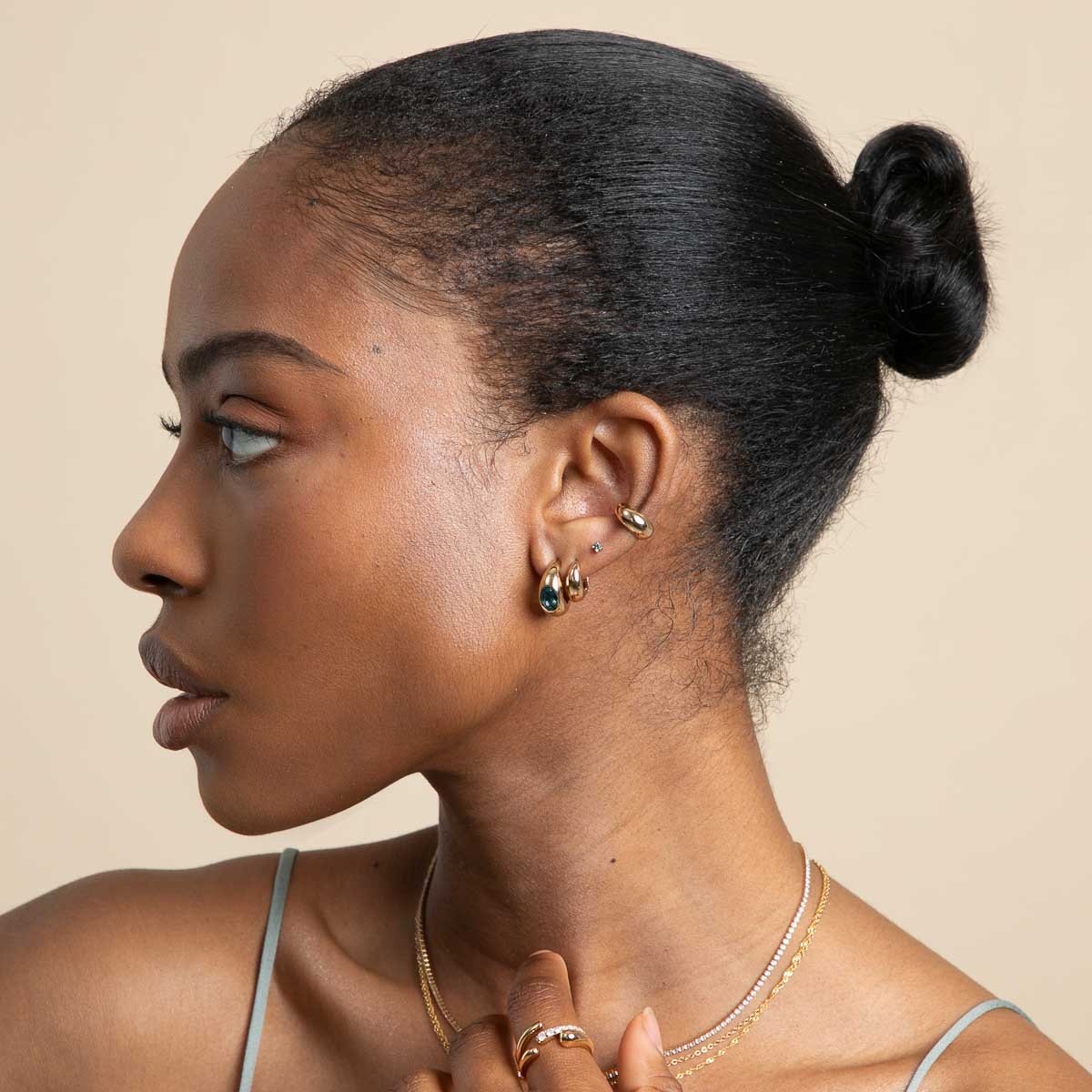 Gemnel high quality jewelry 925 silver fancy minimalist semicircle dome ear cuff earrings