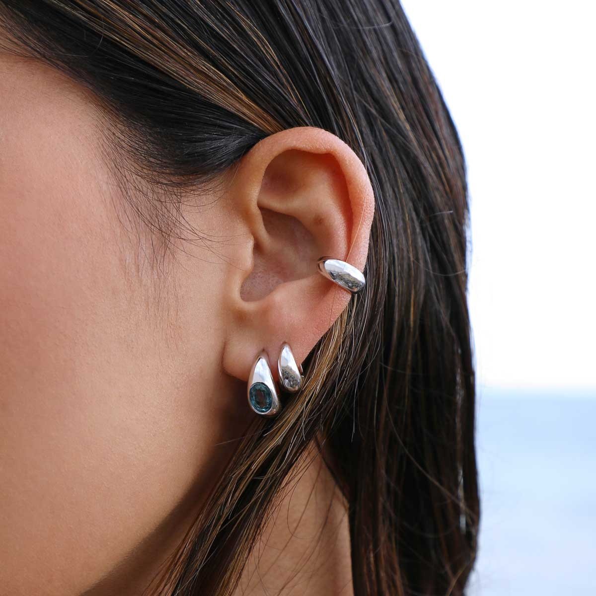 Gemnel high quality jewelry 925 silver fancy minimalist semicircle dome ear cuff earrings
