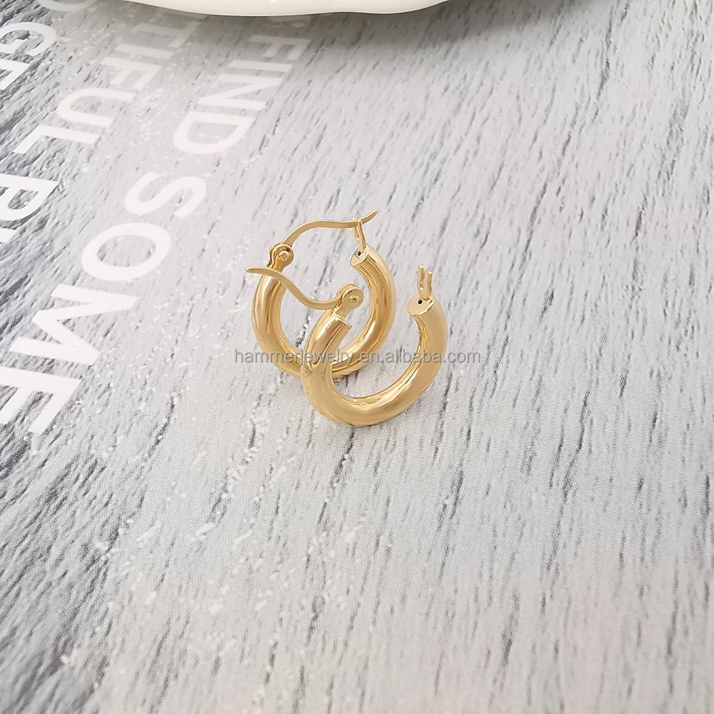 18k Real Gold Earrings Classic design AU750 Gold Minimal Huggie Hoops 16mm 22mm 26mm Round Circle Earrings For Women