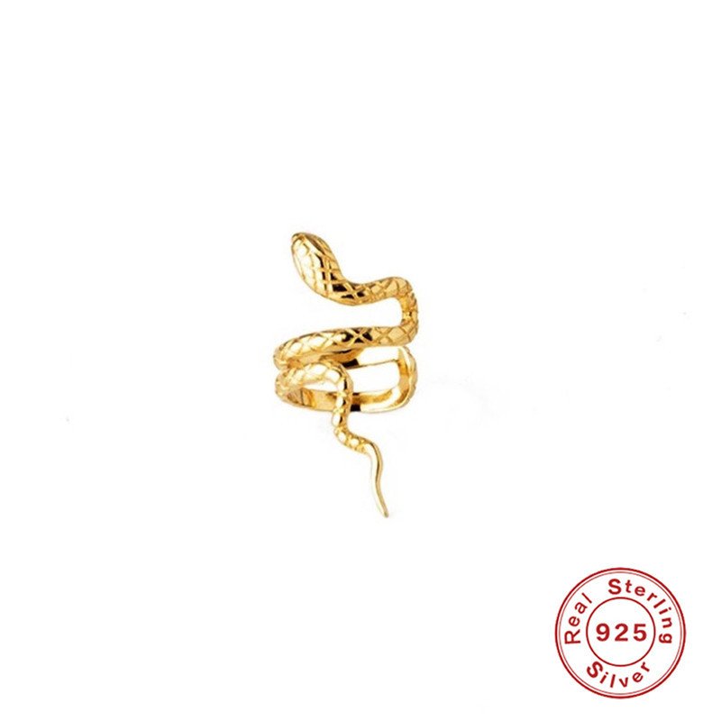 Dainty Fine Jewelry Earrings Gold Plated 925 Sterling Silver Snake Ear Cuff for Women Men