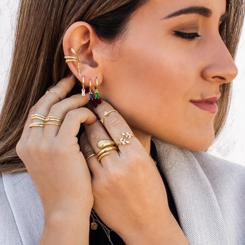 Dainty Fine Jewelry Earrings Gold Plated 925 Sterling Silver Snake Ear Cuff for Women Men