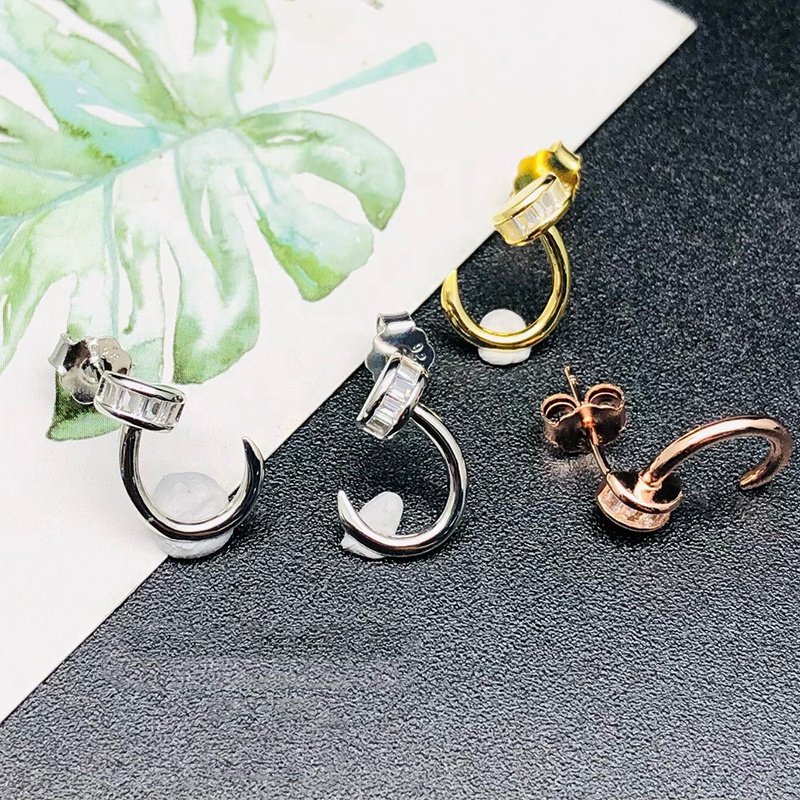 2023 funky earrings for women nail 925 sterling silver earrings zircon CC cuff earrings minimalist