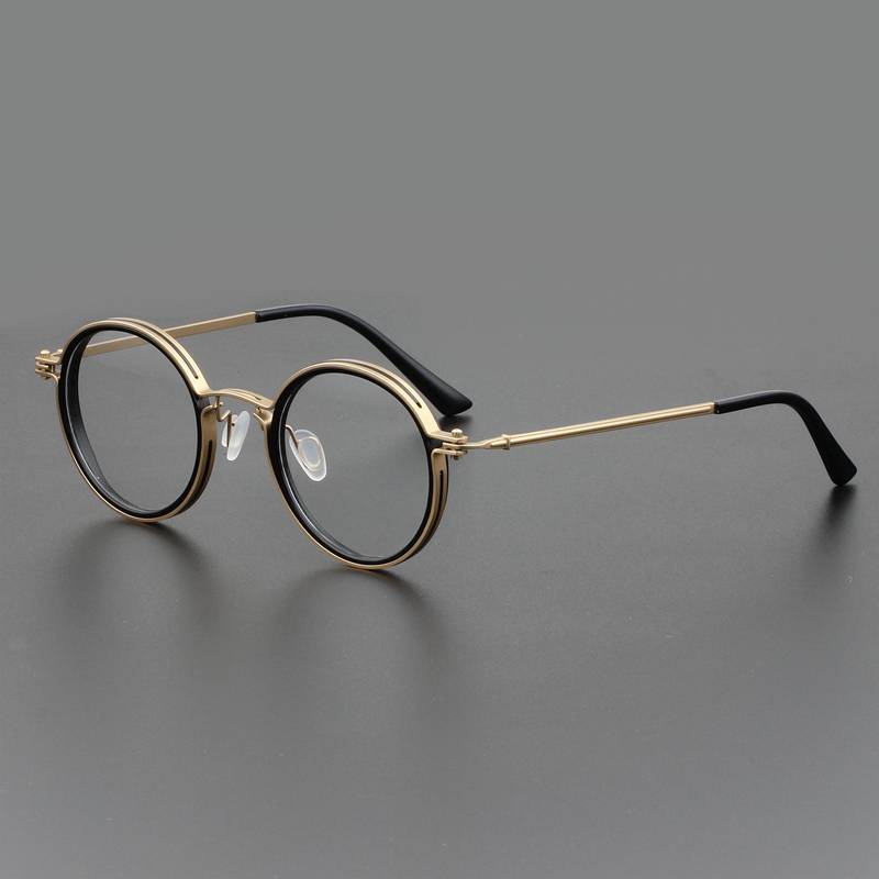 European and American classical glasses Personalized couples handmade literary round myopia glasses frame full -frame men's and women's wave
