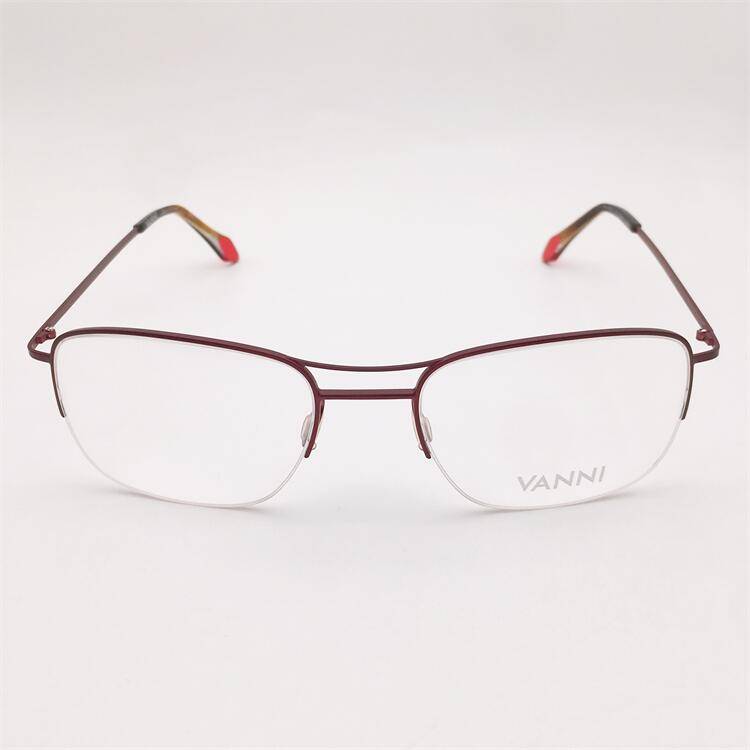 Treasured orphan original single red titanium business temperament semi -frame double nose beam thin legs personalized glasses shelf female
