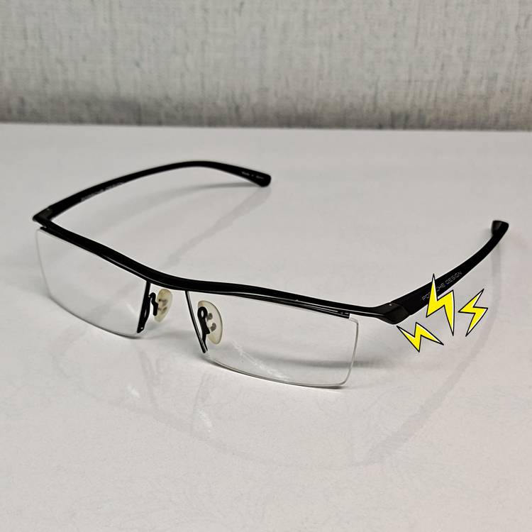 Original half -frame glasses P8189 handsome eyebrow frame business leisure stereo box black gray 22g 145