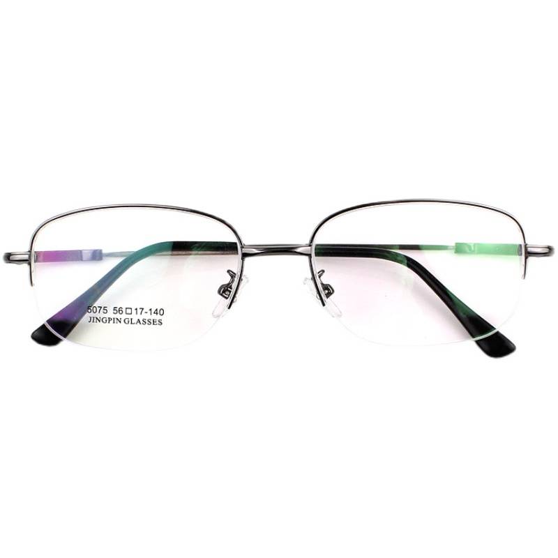 Ultra -curved men's half -frame memory titanium alloy myopia glasses frame glasses frame wide face black resin