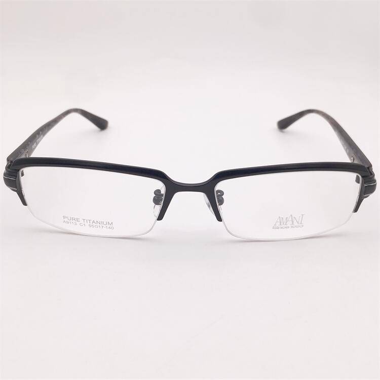 Treasure orphan original single black ultra -light pure titanium business temperament half -frame plate mirror lens shelf men and women