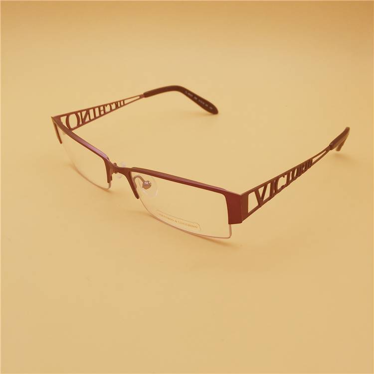 Original single purple titanium half -frame hollow carved decorative mirror leg personality business tide myopia glasses shelf female