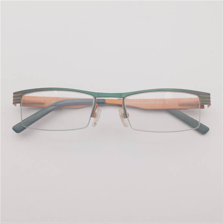 Original single titanium gold silver green -red titanium business half -frame hollow carved legged leg literary and personality glasses frame