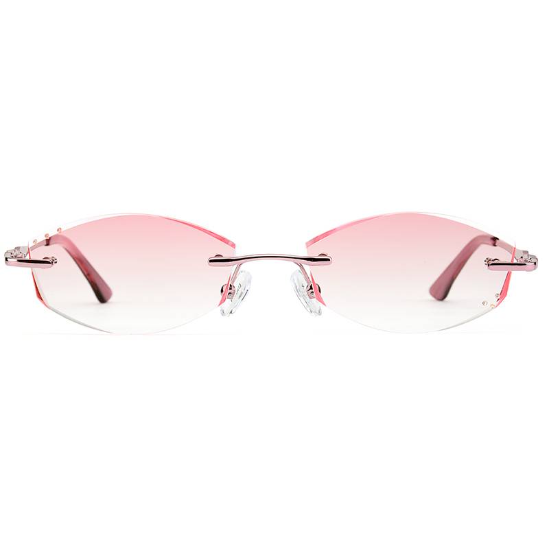With Korean diamond -cut finished product myopia glasses female ultra -light frameless glasses, flat color changing glasses myopular mirror