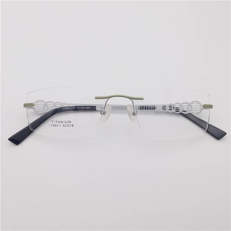 Treasure the original single ultra -light pure titanium black gun green business temperament, frame hollow carved mirror leg glasses rack