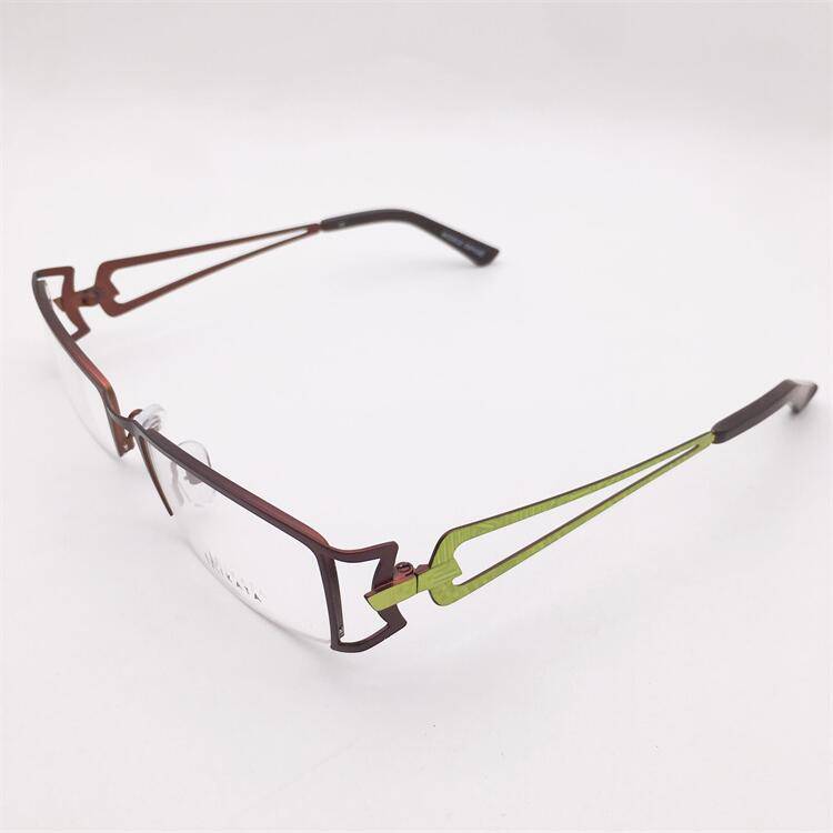 Treasured orphan original single coffee color alloy business temperament half -frame hollow carved mirror leg personality glasses shelf female