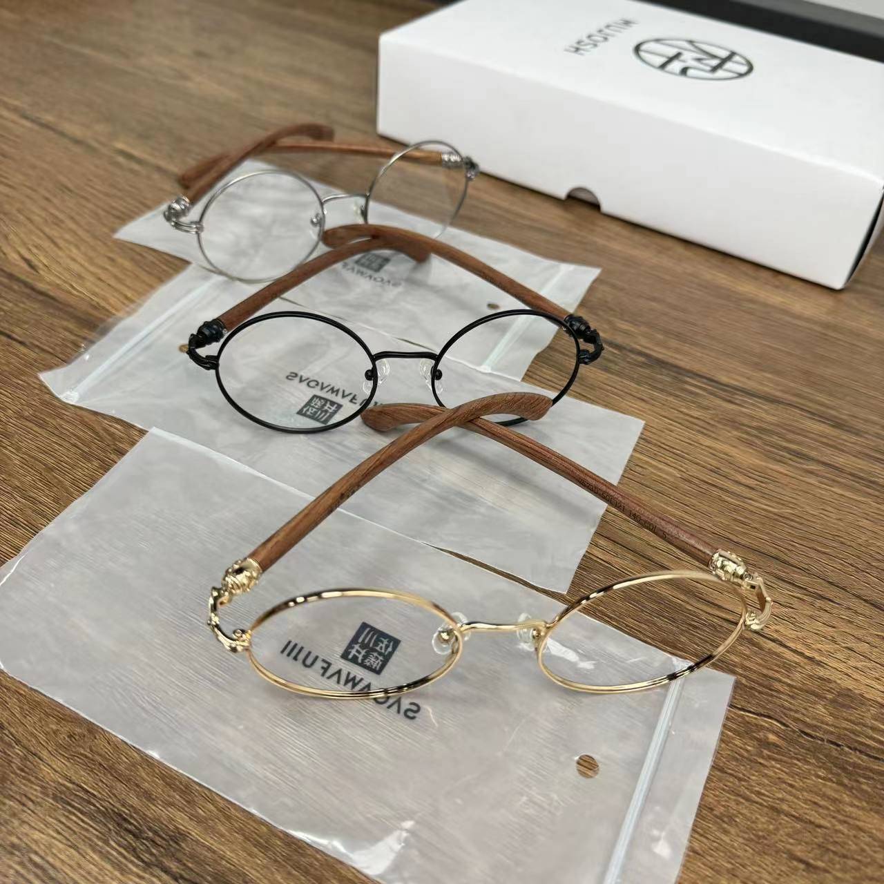Sakawa Fujii-Counter Genuine Clearance Clearance Create Retro Pear Flower Glip Glasses Frame can be equipped with close-up lenses