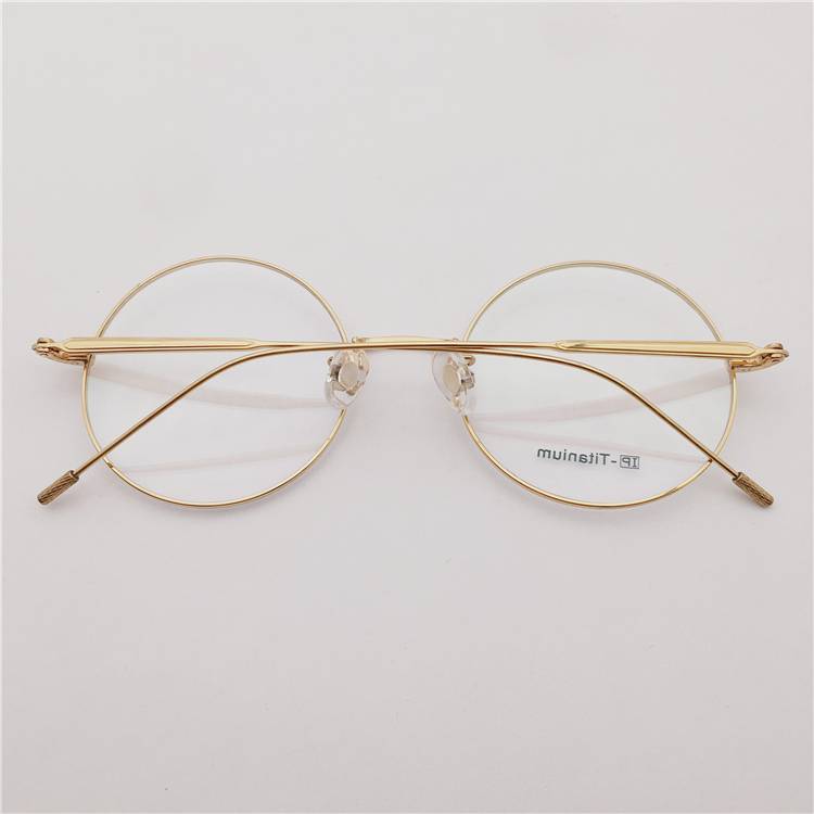 Collection of original single black gold large round frame ultra -light pure titanium fine box fine legs literary and artistic glasses frame men and women