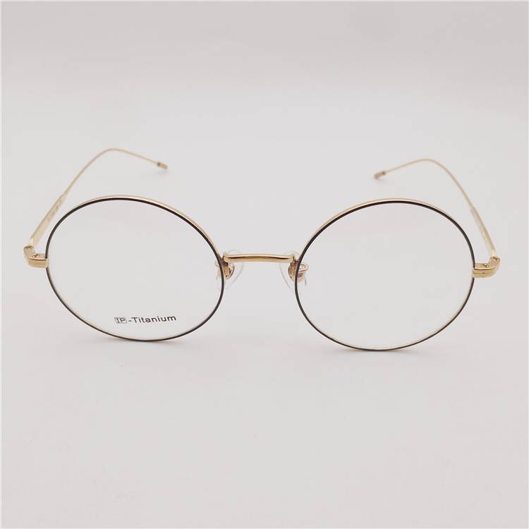 Collection of original single black gold large round frame ultra -light pure titanium fine box fine legs literary and artistic glasses frame men and women