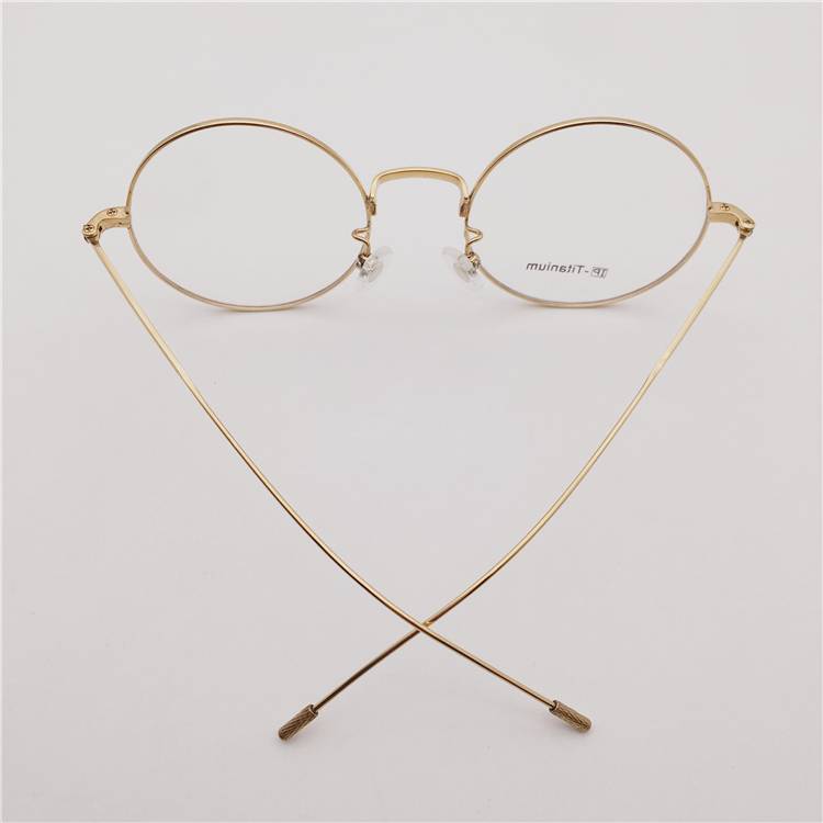 Collection of original single black gold large round frame ultra -light pure titanium fine box fine legs literary and artistic glasses frame men and women