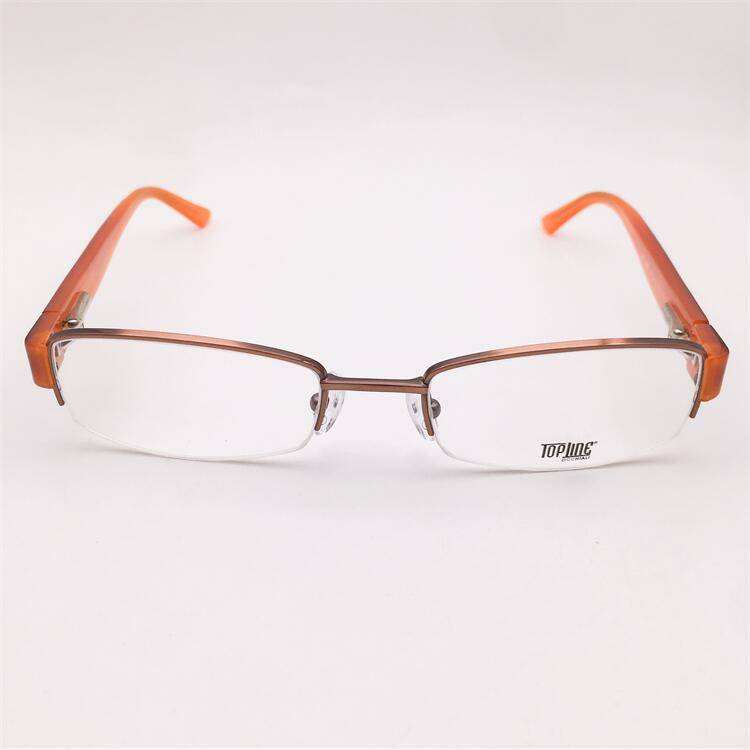 Treasured orphan original single coffee golden business temperament half -frame orange plate spring anti -allergic mirror lens glasses