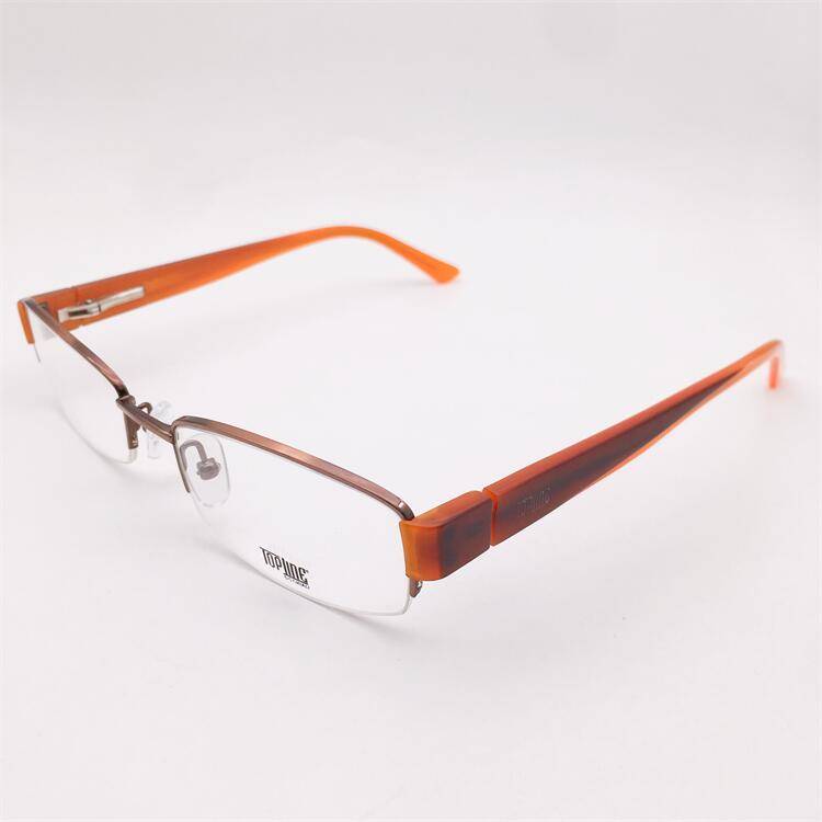 Treasured orphan original single coffee golden business temperament half -frame orange plate spring anti -allergic mirror lens glasses