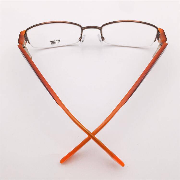 Treasured orphan original single coffee golden business temperament half -frame orange plate spring anti -allergic mirror lens glasses