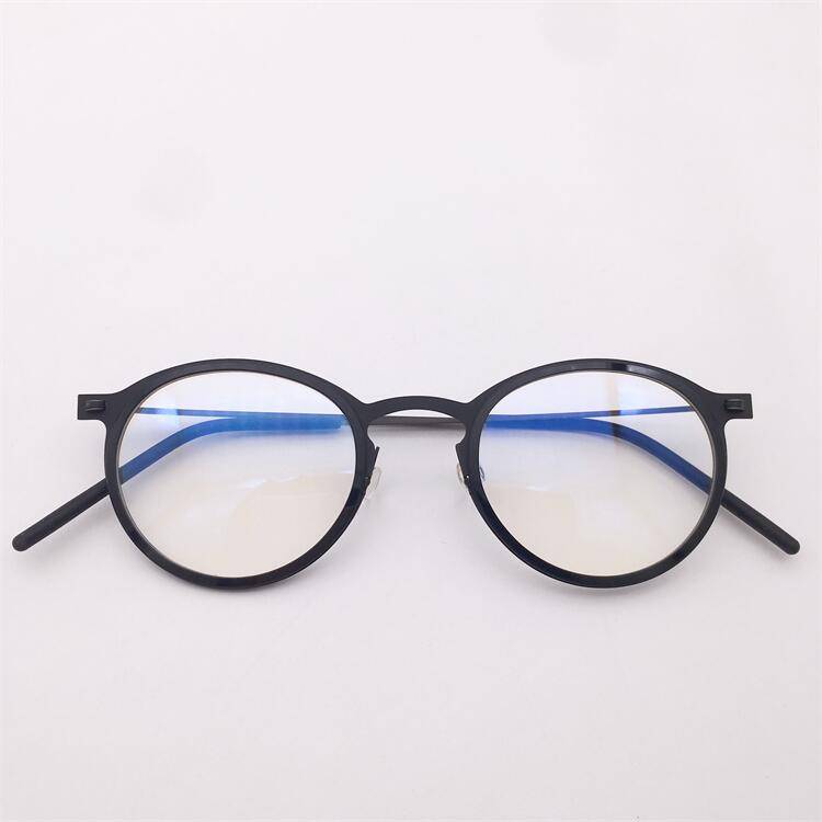 Original single German order ultra -light pure titanium + plate large round frame literary temperament glasses frame men and women versatile