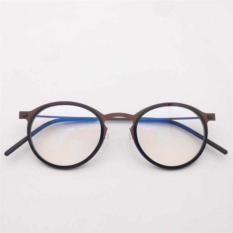Original single German order ultra -light pure titanium + plate large round frame literary temperament glasses frame men and women versatile