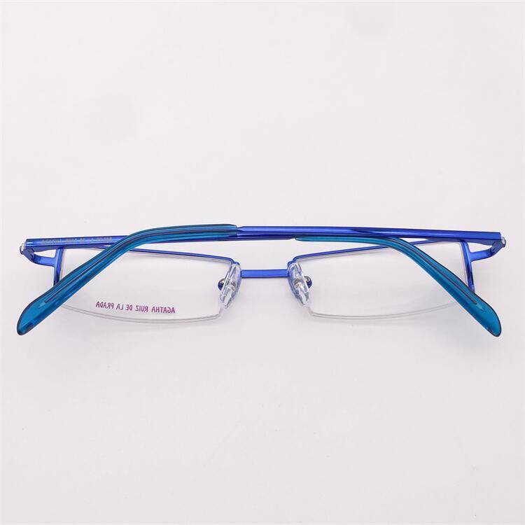 Treasure Orphan Original Single Blue ultra -light titanium business temperament half -frame spring mirror leg literary glasses rack