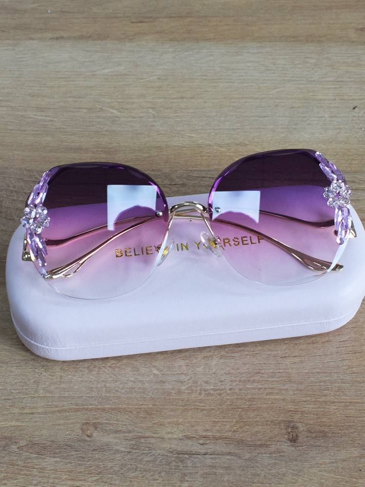 2021 new gradient inlaid diamond borderless frame sunglasses female round face original design handmade sunglasses