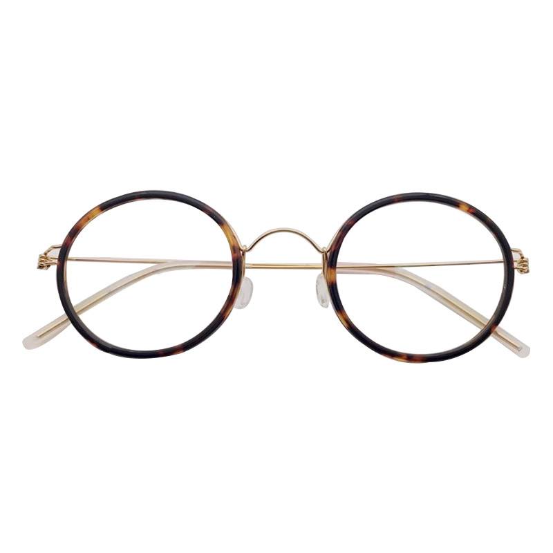 Export -end single German order ultra -light board + pure titanium small round frame no screwless literary glasses men and women only 6 grams