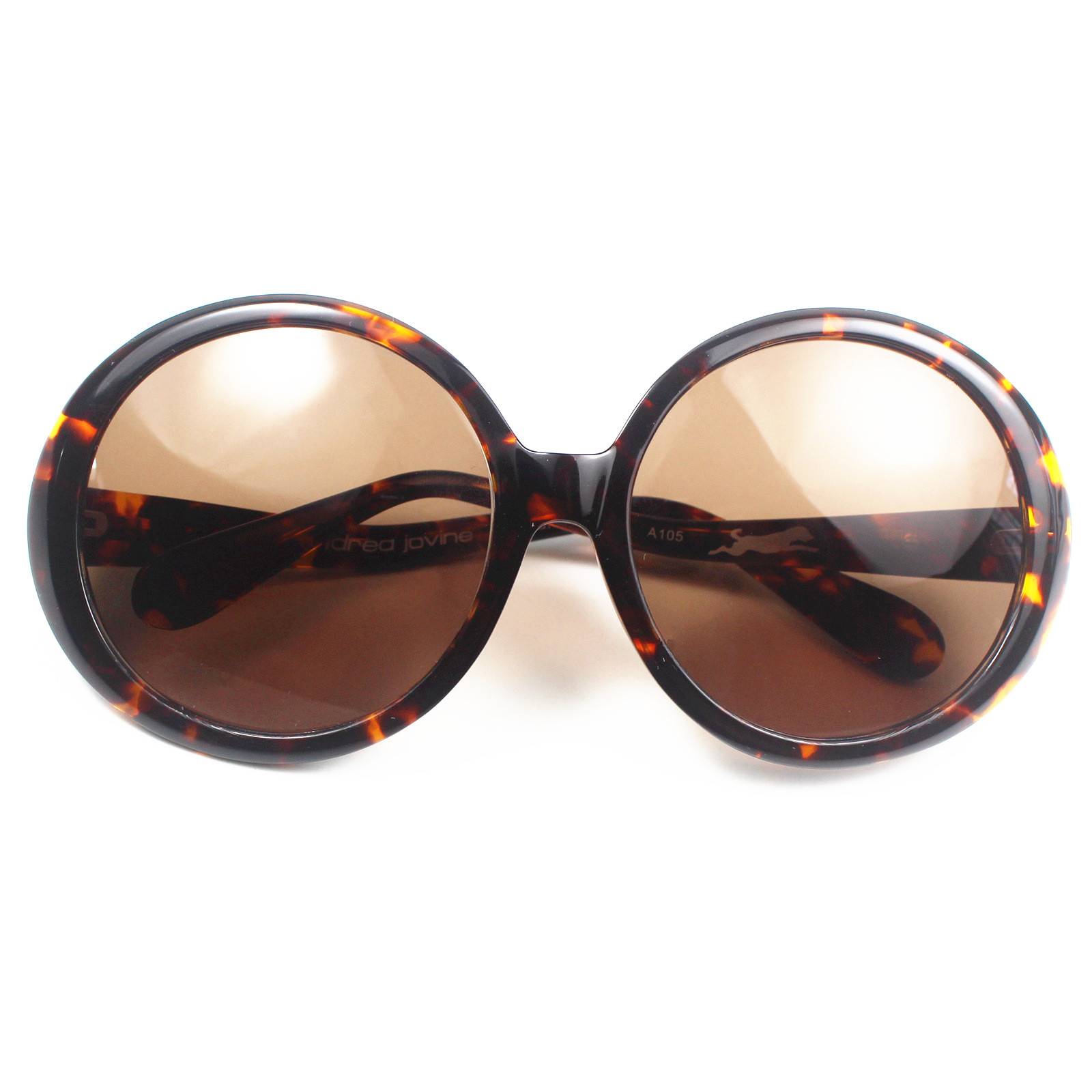 Single -handed tide fine plate light, light retro big round frame cover face sunglasses ladies sunglasses 2 color 105