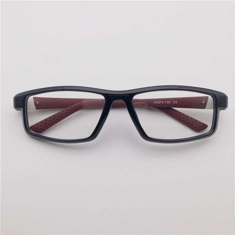 Export -end single German order ultra -light tungsten carbon flexible and comfortable sports black red wild square box glasses frame men and women
