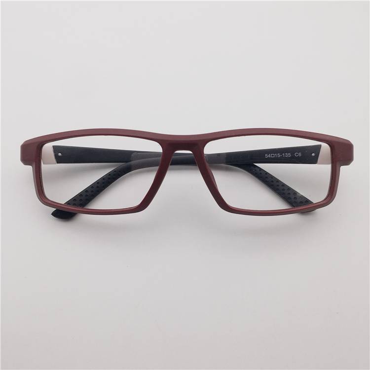 Export -end single German order ultra -light tungsten carbon flexible and comfortable sports black red wild square box glasses frame men and women