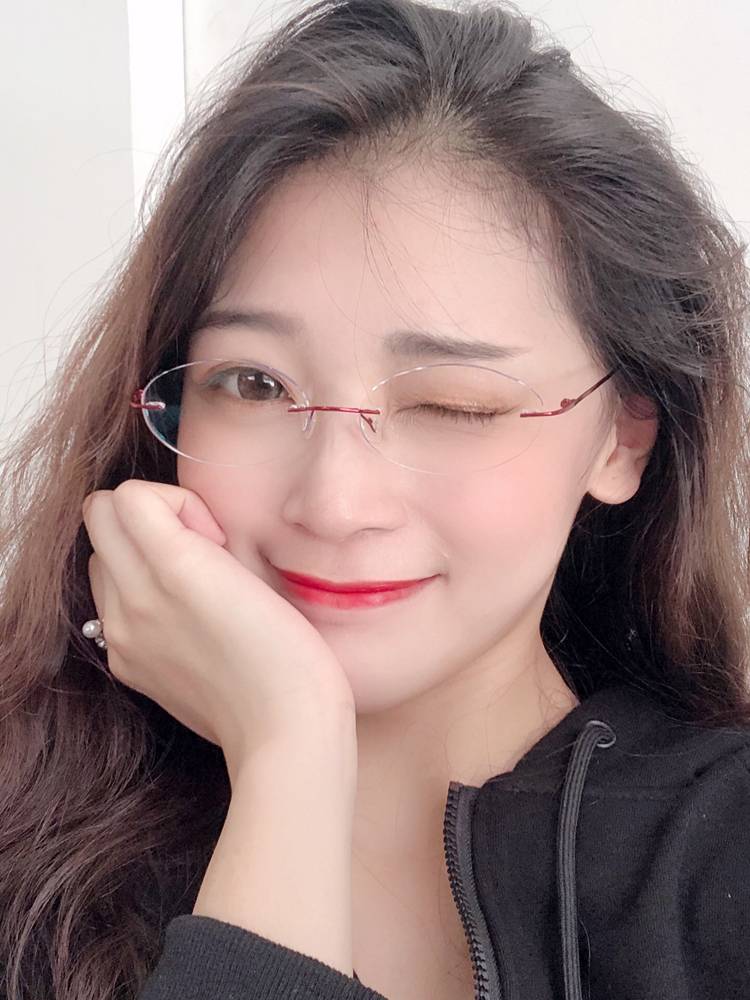 Frameless myopia glasses female ultra -light pure titanium anti -blue light color change men's business distribution products